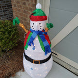 48" Fiber Optic Snowman Top Hat Scarf Christmas Holiday Living