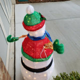 48" Fiber Optic Snowman Top Hat Scarf Christmas Holiday Living