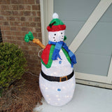 48" Fiber Optic Snowman Top Hat Scarf Christmas Holiday Living