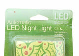 Christmas LED Automatic Night Light Green Yellow Red Leaves Berries Auto On Off